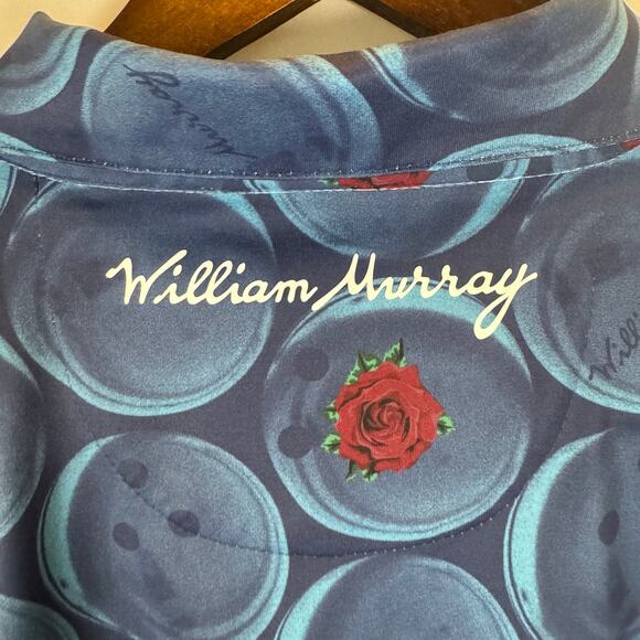 William Murray Men’s M Golf Polo Shirt Blue Bowling Rose Stretch Performance - Picture 12 of 12